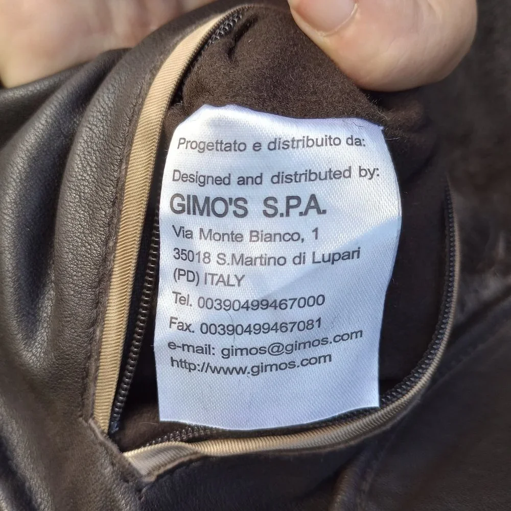 Gimo's Italy designer shearling coat mens 58